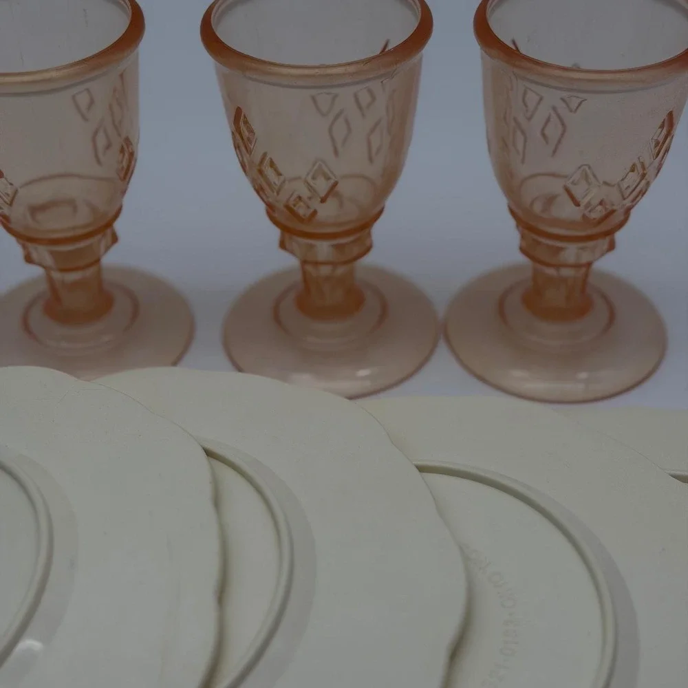 Vintage Little Tikes Toy Dish Set Plates Goblets Utensils Cream Blue Pink 17pc